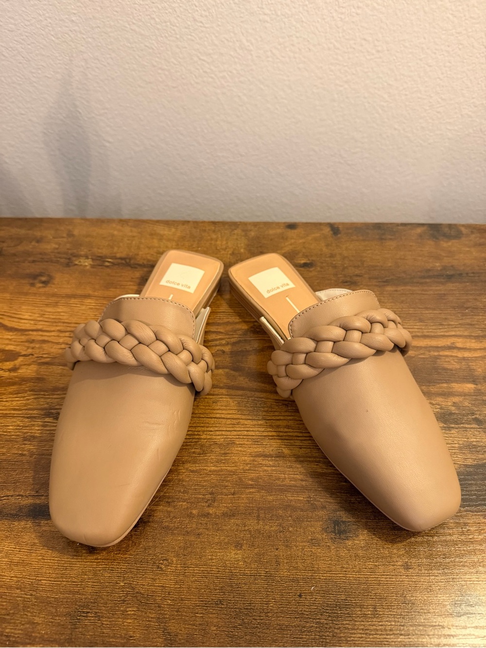 Dolce Vita Braided Strap Tan Slip-On Flats